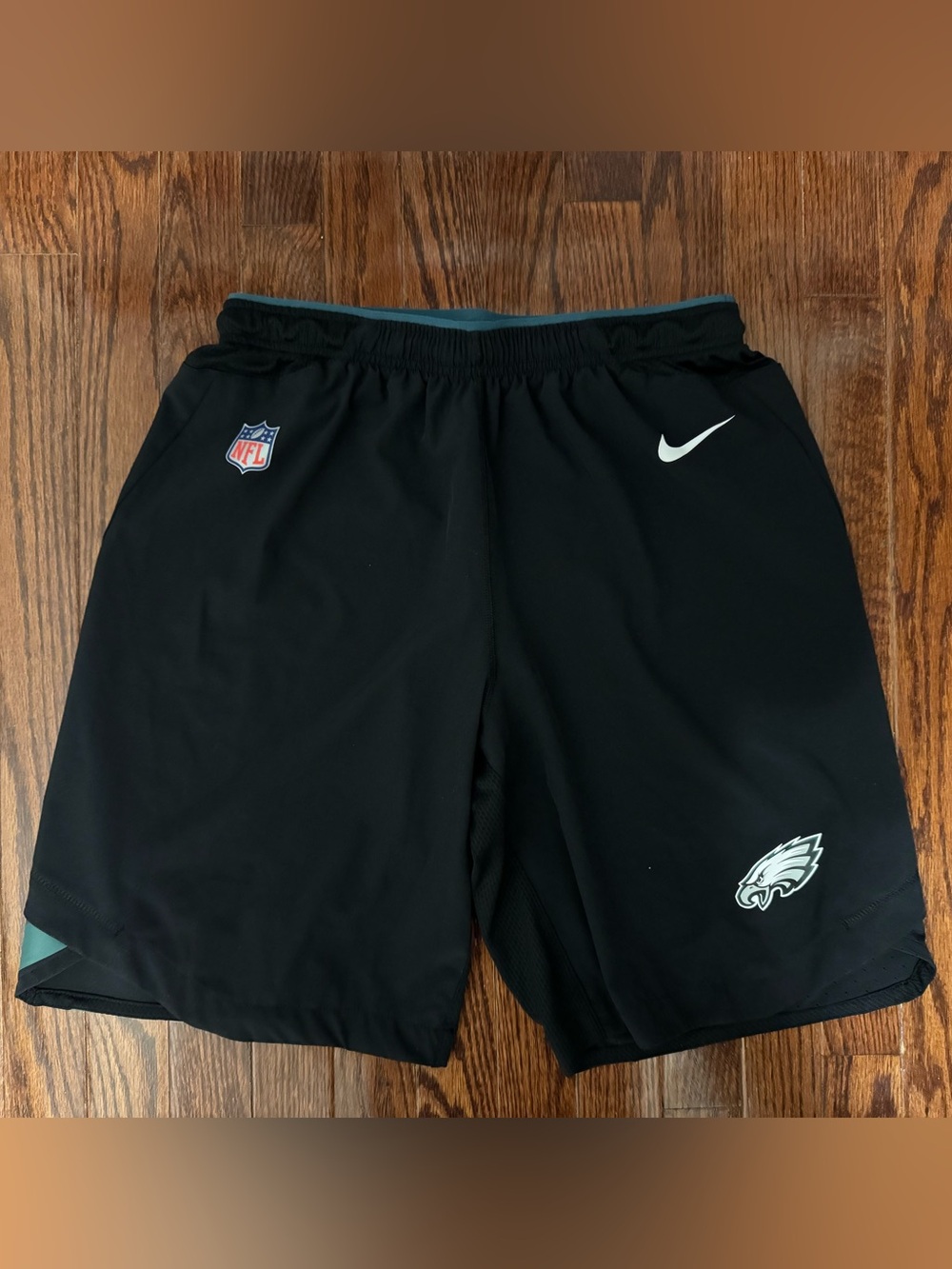 Nike Black Philadelphia Eagles Athletic Shorts with White Logos - Picture 4 of 4